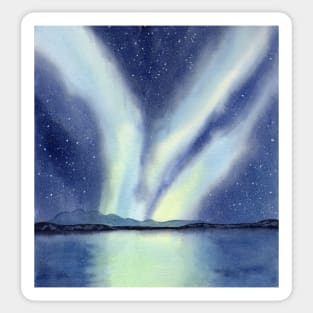 Northern Lights with Mountains and Lake Sticker